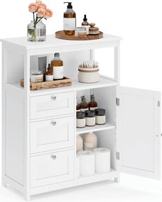 Komód 60x30x80 cm, fehér színben, MDF kivitelben. AUK-E1154 WT.
