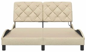 krémszínű szövet ágykeret LED-ekkel matrac nélkül 120x200 cm