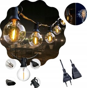 Kerti girland Led lámpák 18m 32x Led izzók G40 1W Kültéri