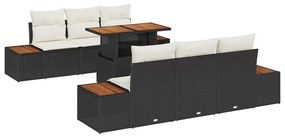 vidaXL Kert étkező szett párnával 7 pcs Fekete és bézs