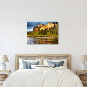 Kép - Sziklák a tónál (üvegen) (70x50 cm)