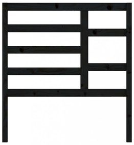 fekete tömör fenyőfa ágyfejtámla 106 x 4 x 104 cm
