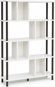 Könyvespolc, fehér-fekete, 90 cm