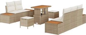 vidaXL Kerti Kanapé Szett 8 pcs Bézs polirattan