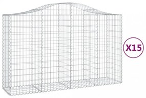 15 db íves horganyzott vas gabion kosár 200x50x120/140 cm