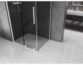 Mexen Velar, tolóajtós zuhanykabin 120 x 80 cm, 8mm szürke üveg, fehér matt, 871-120-080-41-20