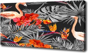 Vászonkép Flamingók és virágok 100x70 cm