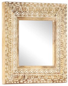 kézzel faragott tömör mangófa tükör 50 x 50 x 2,6 cm