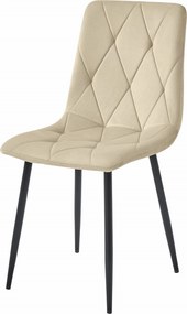 AKCIÓ Világos bézs bársony étkezőszék LIBRA fekete lábakkal II. osztály