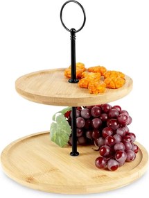 Bambusz Serpenyő 2 Szintes Gyümölcs Tortatartó Tálaló 24 CM Db