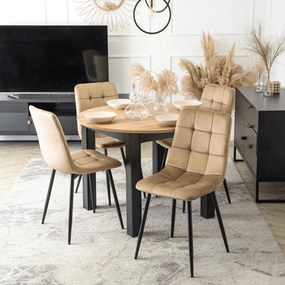 Étkezőgarnitúra 4 db. Bézs Peru székkel. Bővíthető asztal HARRY 102-142 cm