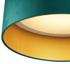 Modern mennyezeti lámpa zöld bársony 40 cm LED-del, 3 lépésben dimmelhető - Sue