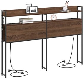 Fejtámla LED -es lámpákkal polcokkal barna tölgy 140 cm Faanyag