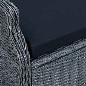 sötétszürke dönthető háttámlás polyrattan kerti szék párnákkal