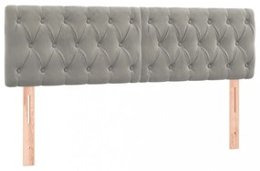 világosszürke bársony LED-es fejtámla 144 x 7 x 78/88 cm