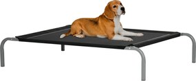 PawHut Emelt Ágy Kutyáknak és Macskáknak - Lélegző Ágy 110x75x20 cm Alváshoz és Pihenéshez Acél Vázra, Benti és Kinti Használatra - Fekete | Aosom