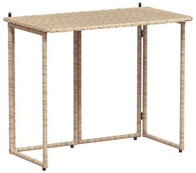 bézs polyrattan összecsukható kerti asztal 90x51x75 cm