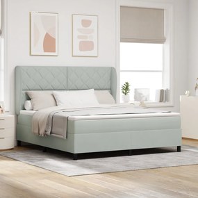 Boxspring Ágy Matrac Kép Szürke 180x200 cm Bársony