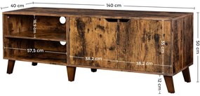 Tv szekrény, 2 ajtós tv állvány, 140x40x50 cm