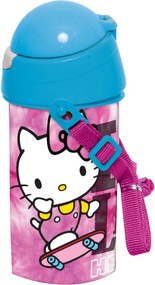 Hello Kitty Skateboard műanyag szívószálas kulacs akasztóval 500 ml