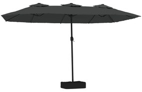 antracitszürke dupla tetős LED-es napernyő 449x245 cm