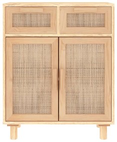 barna tömör fenyő/természetes rattan tálalószekrény 60x30x75cm