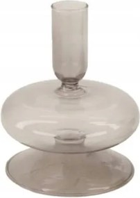 Üveg gyertyatartó átlátszó szürke 12cm