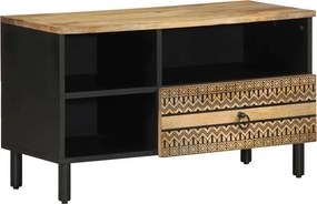 vidaXL fekete tömör nyers mangófa TV-szekrény 80 x 33,5 x 46 cm