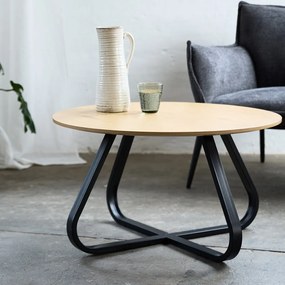 Natúr színű kerek dohányzóasztal tölgyfa dekoros asztallappal ø 80 cm Cesura – Unique Furniture