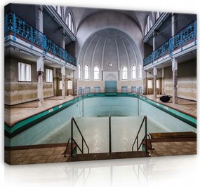 Vászonkép 100x75 Elhagyott medence építészet szimmetria boltívek kupola csempe