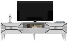TV asztal/szekrény Velono (fehér + ezüst) . Akció -24%. 1095244
