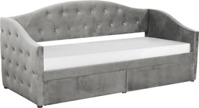 Ágy tárhellyel, 90x200, szürke Velvet szövet, ZASKA