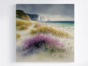 Vászonkép Canvas Tájkép Anglia Tenger Tengerpart Dover Sziklák Virágok 40x40