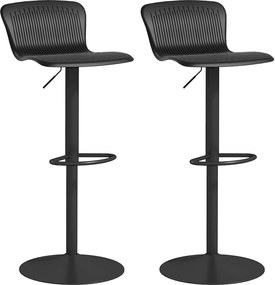 HOMCOM 2 db Magas Konyhai Szekér, Forgatható Bárszék Háttámlával és Állítható Magassággal, 120 kg Teherbírás, Fekete | Aosom