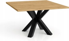 Noe szögletes dohányzóasztal 60 x 60 cm asztallap hikora tölgy/ fekete lábak