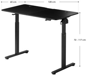 Juskys Irodai asztal 120x60 cm - fekete