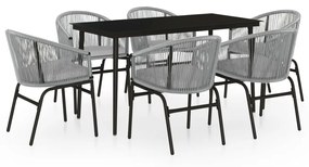 vidaXL 7 részes szürke kerti étkezőgarnitúra