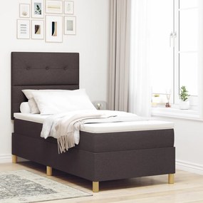 Boxspring Ágy Mattal & LED Sötétbarna 90x200 cm Szövet
