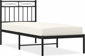 vidaXL fekete fém ágykeret fejtámlával 75 x 190 cm
