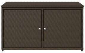 barna polyrattan kerti tárolószekrény 110 x 55 x 60,5 cm