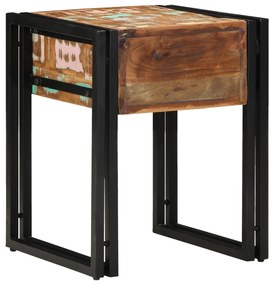 Végasztal Fiókkal Fekete 40x40x50 cm Tömör Újrahasznosított Fa