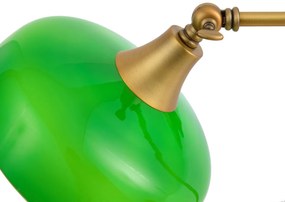 Klasszikus asztali lámpa bronz színben, zöld opálüveggel - Clerk