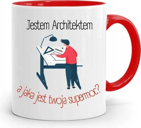 Piros Építész Bögre Építész Vagyok, fényképes nyomtatással