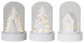 Fehér fénydekoráció készlet karácsonyi mintával 3 db-os ø 5,5 cm Kupol – Star Trading