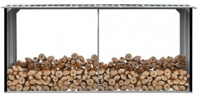 antracitszürke horganyzott acél tűzifatároló 330 x 92 x 153 cm