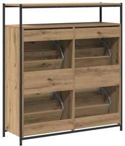 Cipőtartó 4 Tolórekesz Mesterséges tölgy 100x34x112 cm