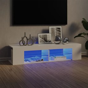 magasfényű fehér TV-szekrény LED-lámpákkal 135 x 39 x 30 cm