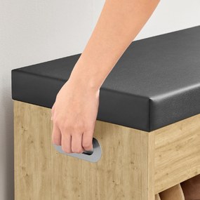 Cipőtartó pad fekete eko bőr ülőkével TAYLOR ARTISAN 80x30x44 cm