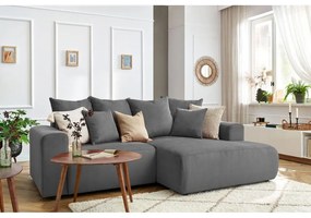 Szürke bársony sarokkanapé Enjoy – Bobochic Paris