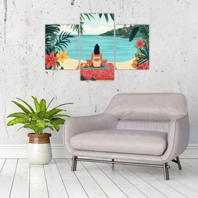 Kép - Jóga nő a tengerparton (90x60 cm)